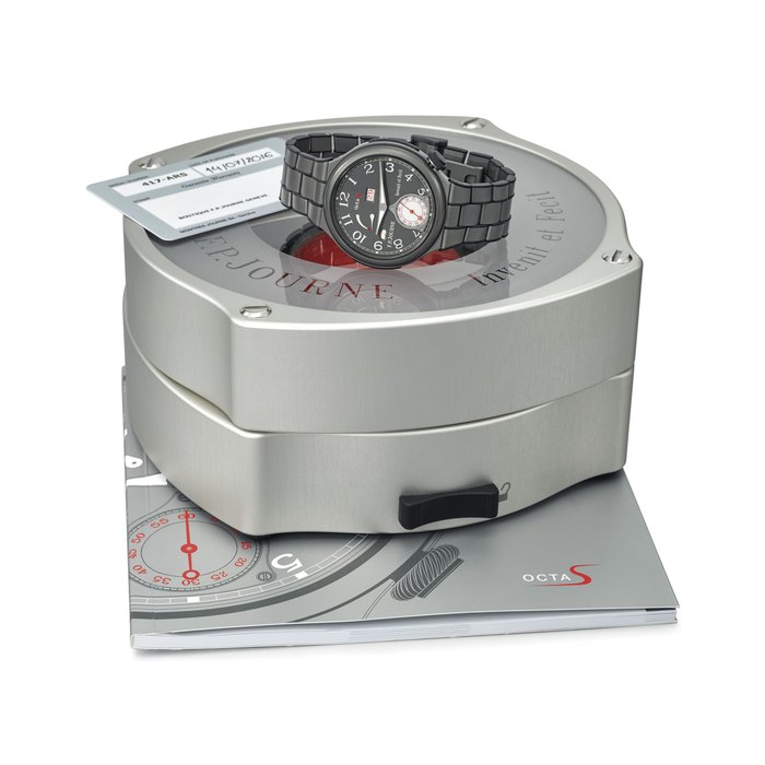 F.P. JOURNE. A RARE AND VERY LIGHT TITANIUM AUTOMATIC WRISTWATCH WITH OVERSIZED DATE, DAY AND NIGHT INDICATION, POWER RESERVE, ORIGINAL GUARANTEE AND BOX SIGNED F.P. JOURNE, INVENIT ET FECIT, OCTA SPORT, CASE NO. 417-ARS, CIRCA 2016