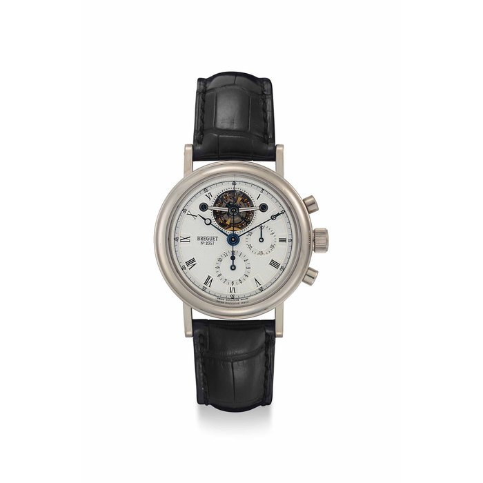 Breguet Breguet. A Fine 18k White Gold Chronograph Tourbillon Wristwatch Signed Breguet, Classique Model, Ref. 3577, Movement No. 0559, Case No. 2357M, Circa 2000, Price & Market Data