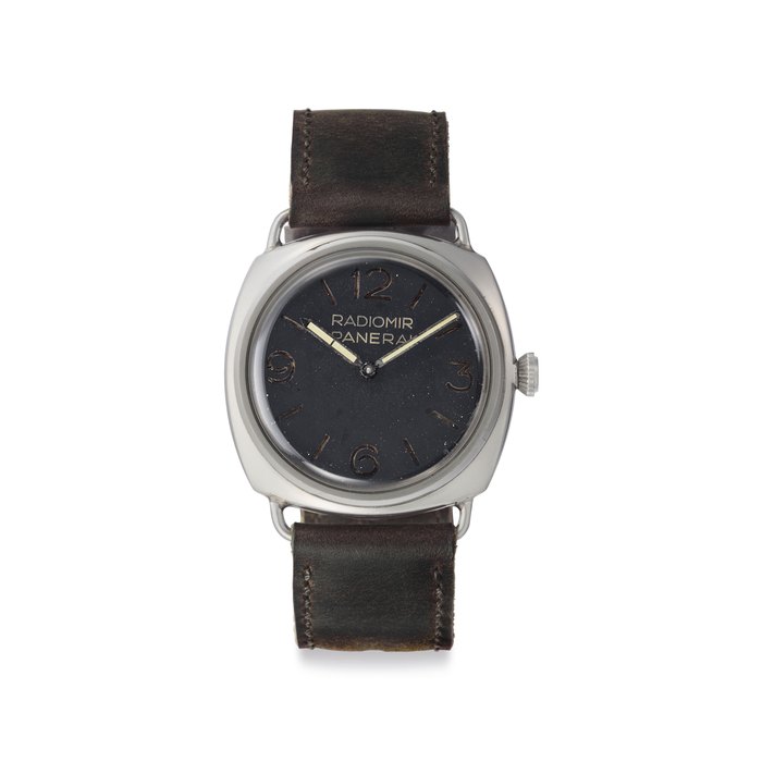 Rolex Made For Officine Panerai. A Very Rare and Large Stainless Steel Cushion-shaped Diver's Wristwatch, Made for the Italian Navy Signed Radiomir, Panerai, and Rolex, Ref. 3646, Type C, Case No. 1'010'315, Circa 1940