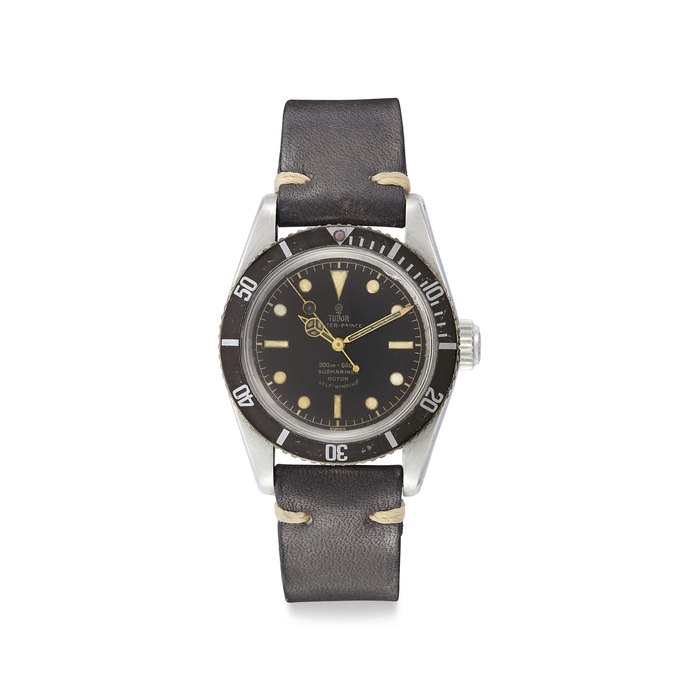 Tudor. A Fine Stainless Steel Automatic Wristwatch with Center Seconds, Gilt Dial and Bracelet Signed Tudor, Oyster-Prince Submariner, Ref. 7924, Case No. 293'132, Circa 1959