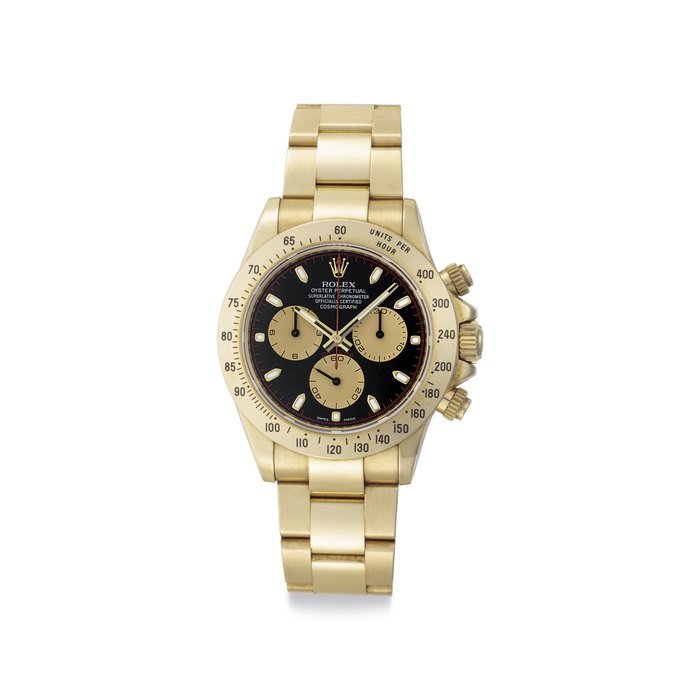 Rolex Rolex. A Rare 18k Gold Automatic Chronograph Wristwatch with Bracelet Signed Rolex, Oyster Perpetual, Superlative Chronometer, Officially Certified, Cosmograph, Daytona, Ref. 116528, Case No. V429058, Circa 2008 · 116528