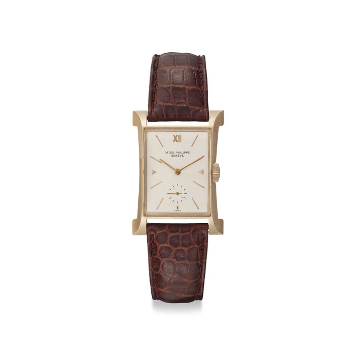 Patek Philippe. A fine and Rare 18k Pink Gold Rectangular-shaped Wristwatch Signed Patek Philippe, Genève, Tour Eiffel Model, Ref. 2441, Movement No. 971'395 , Case No. 653'904 , Manufactured in 1949