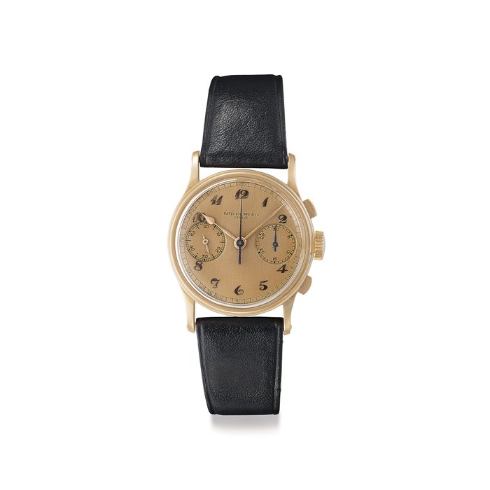 Patek Philippe. A Fine and Rare 18k Pink Gold Chronograph Wristwatch with Pink Dial and Breguet Numerals Signed Patek Philippe & Co., Genève, Ref. 130, Movement No. 862'340, Case No. 621'685, Manufactured in 1939