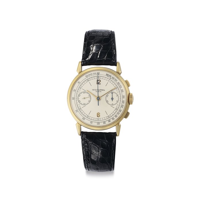 Patek Philippe. A Fine and Rare 18k Gold Chronograph Wristwatch Signed Patek Philippe & Co, Genève, Ref. 1579, Movement No. 863'252, Case No. 633'401, Manufactured in 1943