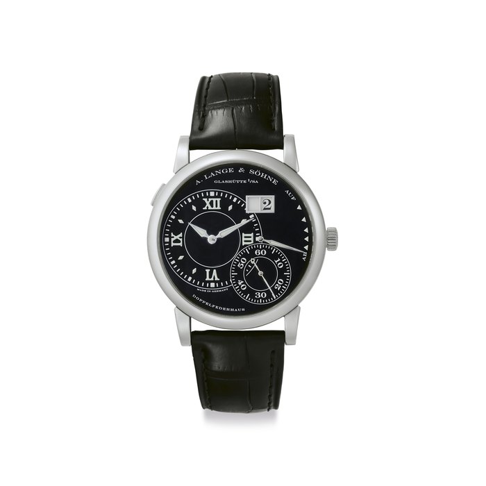 A. Lange & Söhne. A Fine 18k White Gold Wristwatch with Oversized Date and Power Reserve Signed A. Lange & Söhne, Glashütte I/SA, Doppelfederhaus, Grand Lange 1 Model, Movement No. 42'862, Case No. 154'005, Circa 2012