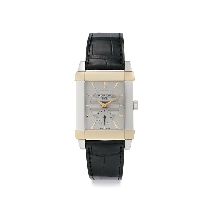 Patek Philippe. A Fine and Rare Platinum and 18k Pink Gold Rectangular Curved Wristwatch Signed Patek Philippe, Gondolo Model, Ref. 5111PR, Movement No. 1'889'635, Case No. 4'270'348, Manufactured in 2005