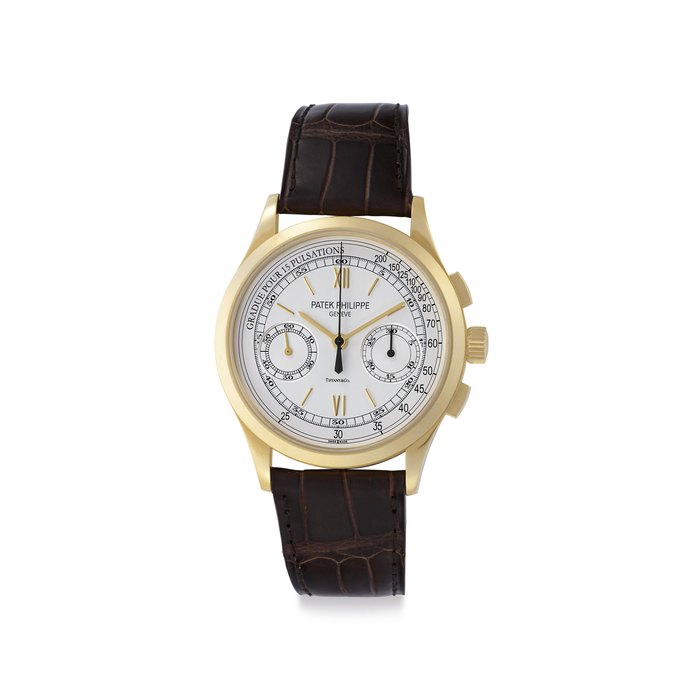 Patek Philippe Patek Philippe. A Fine 18k Gold Chronograph Wristwatch with Pulsation Scale Signed Patek Philippe, Genève, Retailed by Tiffany & Co., Ref. 5170J, Movement No. 5'532'742, Case No. 4'517'335, Circa 2010, Price & Market Data