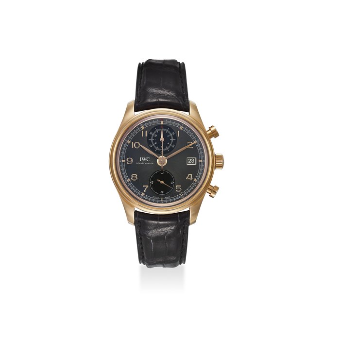 IWC. AN EXTREMELY FINE 18K ROSE GOLD CHRONOGRAPH AUTOMATIC WRISTWATCH WITH DATE, ORIGINAL CERTIFICATE AND BOX SIGNED IWC, PORTUGIESER , CHRONOGRAPH MODEL, REF. IW390405, CASE NO. 3’888’888, CIRCA 2013