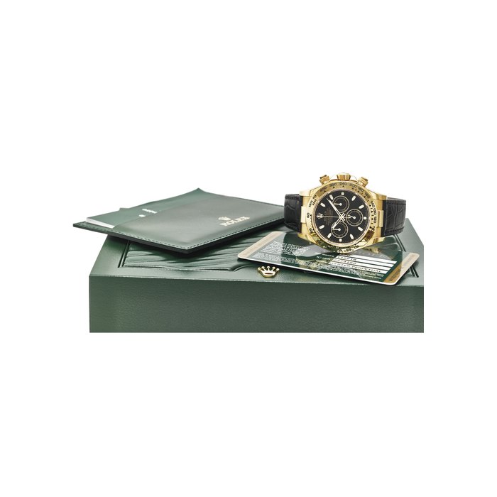 ROLEX. A FINEAND RARE 18K YELLOW GOLD CHRONOGRAPH AUTOMATIC WRISTWATCH WITH ORIGINAL CERTIFICATE AND BOX SIGNED ROLEX, OYSTER PERPETUAL MODEL, REF. 116518, MOVEMENT NO. C 0’253’239, CASE NO. Z374186, CIRCA 2008