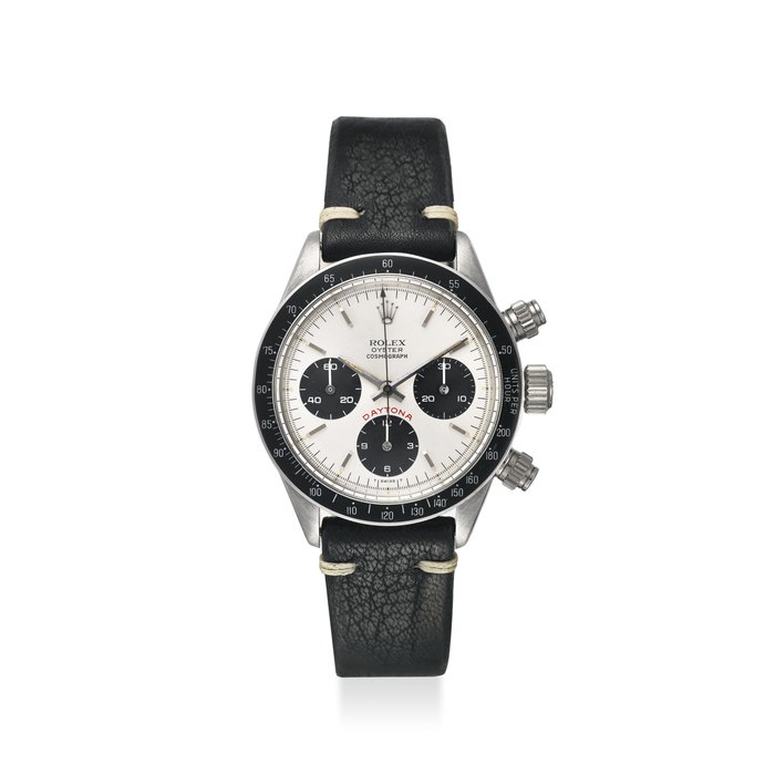 ROLEX. A FINE RARE STAINLESS STEEL BRACELET CHRONOGRAPH WRISTWATCH WITH AN ADDITIONAL DIAL SIGNED ROLEX, OYSTER COSMOGRAPH DAYTONA MODEL, REF.6265, CASE NO. 6’047’567, CIRCA 1979