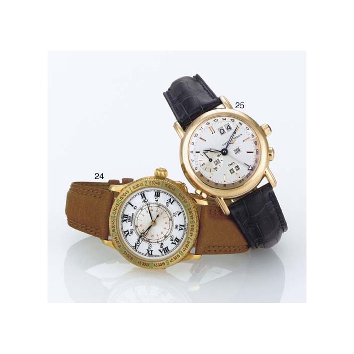 ULYSSE NARDIN. A FINE 18K PINK GOLD AUTOMATIC PERPETUAL CALENDAR DUAL TIME WRISTWATCH SIGNED ULYSSE NARDIN, "LUDWIG GMT PERPETUAL", NO. 171, REF. 326-22, CIRCA 2000