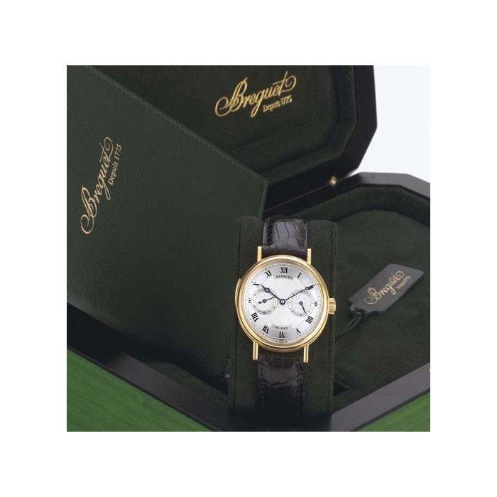 BREGUET. A FINE AND RARE 18K GOLD MINUTE REPEATING WRISTWATCH WITH 24 HOURS SIGNED BREGUET, NO. 943G, MOVEMENT NO. 5174, REF. 3637, CIRCA 1997