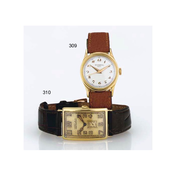 PATEK PHILIPPE. A RARE OVERSIZED 18K GOLD RECTANGULAR WRISTWATCH SIGNED PATEK PHILIPPE & CO., MOVEMENT NO. 811030, CASE NO. 603720, MANUFACTURED IN 1925