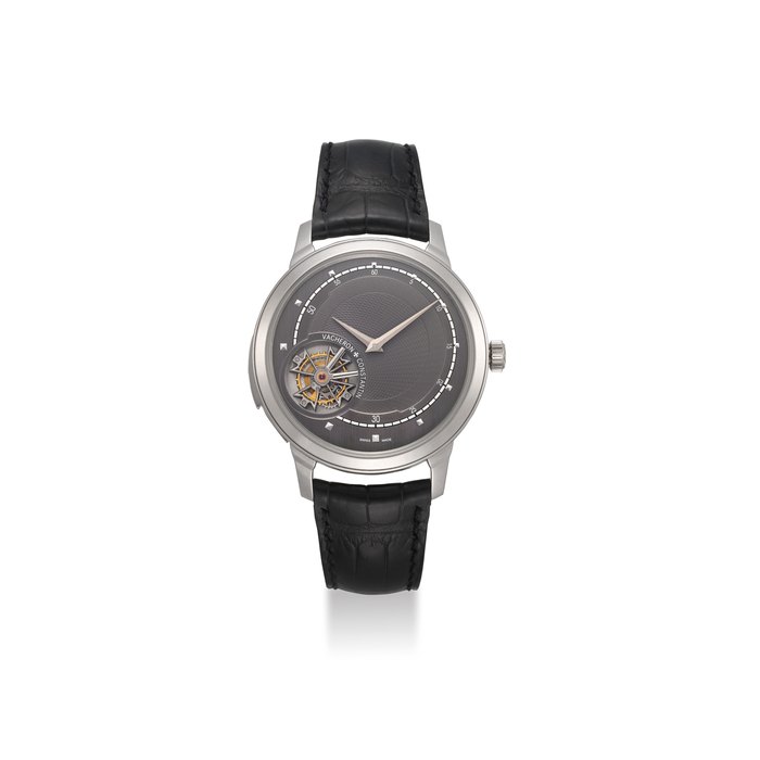 VACHERON CONSTANTIN. AN EXCEPTIONAL AND UNIQUE PLATINUM MINUTE REPEATING DOUBLE-FACED PERPETUAL CALENDAR TOURBILLON WRISTWATCH WITH ZODIAC AND DAY/NIGHT INDICATION SIGNED VACHERON CONSTANTIN, LES CABINOTIERS UNIQUE PIECE, REF. 30016/00P, MOVEMENT NO. 5193036, CASE NO. 1207511, MANUFACTURED IN 2011