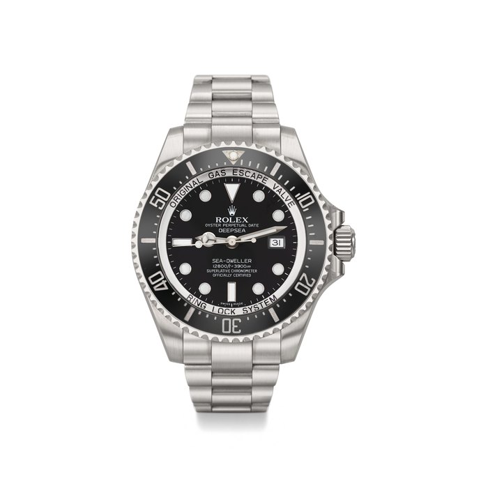 ROLEX. A LARGE STAINLESS STEEL AUTOMATIC WRISTWATCH WITH SWEEP CENTRE SECONDS, DATE, HELIUM GAS ESCAPE VALVE AND BRACELET SIGNED ROLEX, OYSTER PERPETUAL DATE, DEEPSEA, SEA-DWELLER, 12800FT = 3900M, REF. 116660, CASE NO. V665256, CIRCA 2008