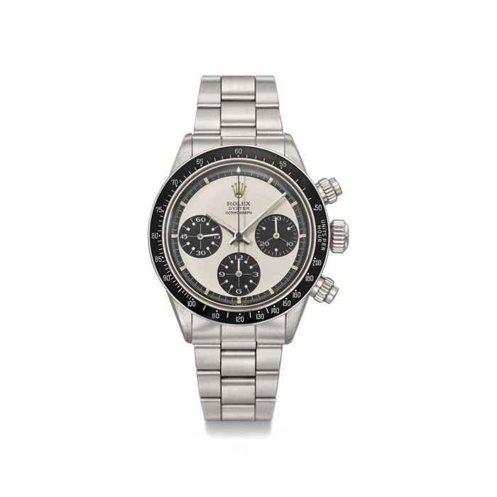 Rolex. An extremely fine and very rare stainless steel chronograph wristwatch with Paul Newman Mark 2 Panda dial and bracelet Signed Rolex, Oyster Cosmograph, Ref. 6263, Case No. 2’874’354, Circa 1971