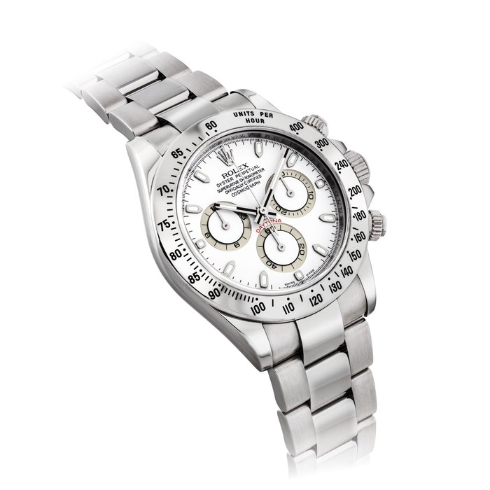 ROLEX. A STAINLESS STEEL AUTOMATIC CHRONOGRAPH WRISTWATCH WITH BRACELET SIGNED ROLEX, OYSTER PERPETUAL, COSMOGRAPH DAYTONA MODEL, REF. 116520, CASE NO. Z469844, CIRCA 2007