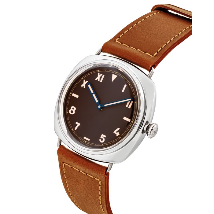 PANERAI. A FINE AND VERY RARE PLATINUM LIMITED EDITION CUSHION-SHAPED WRISTWATCH SIGNED PANERAI, RADIOMIR 1936 MODEL, NO. l 48/99, REF. OP 6683, PAM00262, MOVEMENT NO. 497'869, CASE NO. BB1218511, CIRCA 2006