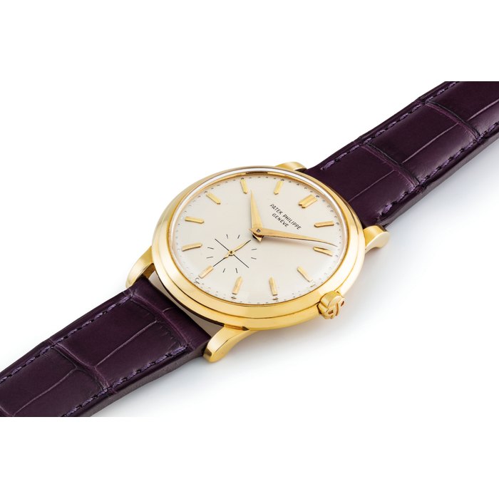 PATEK PHILIPPE. A FINE 18K GOLD AUTOMATIC WRISTWATCH SIGNED PATEK PHILIPPE, GENEVE, REF. 2552, MOVEMENT NO. 763'207, CASE NO. 696'600, MANUFACTURED IN 1956