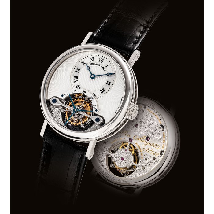 BREGUET. A FINE 18K WHITE GOLD TOURBILLON WRISTWATCH SIGNED BREGUET, CLASSIQUE TOURBILLON MODEL, REF. 3357, MOVEMENT NO. 928, CASE NO. 4464K, CIRCA 1995