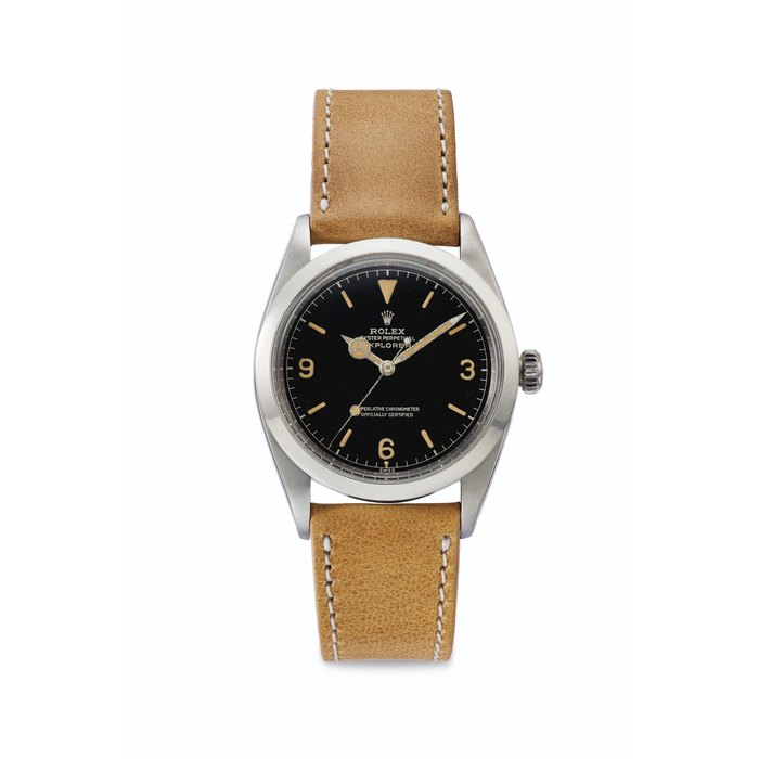 Rolex. A Fine Stainless Steel Automatic Wristwatch with Center Seconds Signed Rolex, Explorer, Ref. 1016, Case No. 744'815, Circa 1962