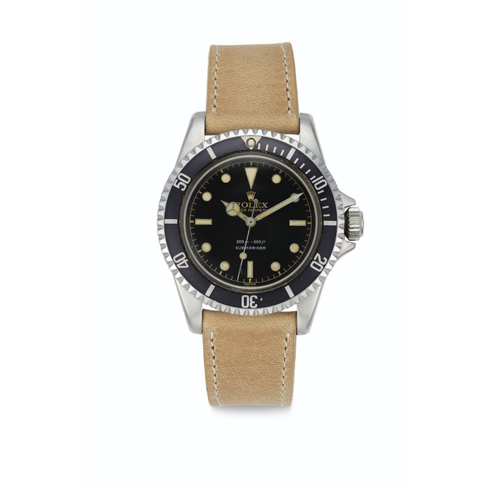 Rolex. A Fine, Rare and Early Stainless Steel Automatic Wristwatch with Center Seconds and "Exclamation" Dial Signed Rolex, Oyster Perpetual, 200m-660ft, Submariner, Ref. 5513, Case No. 765'515, Circa 1962