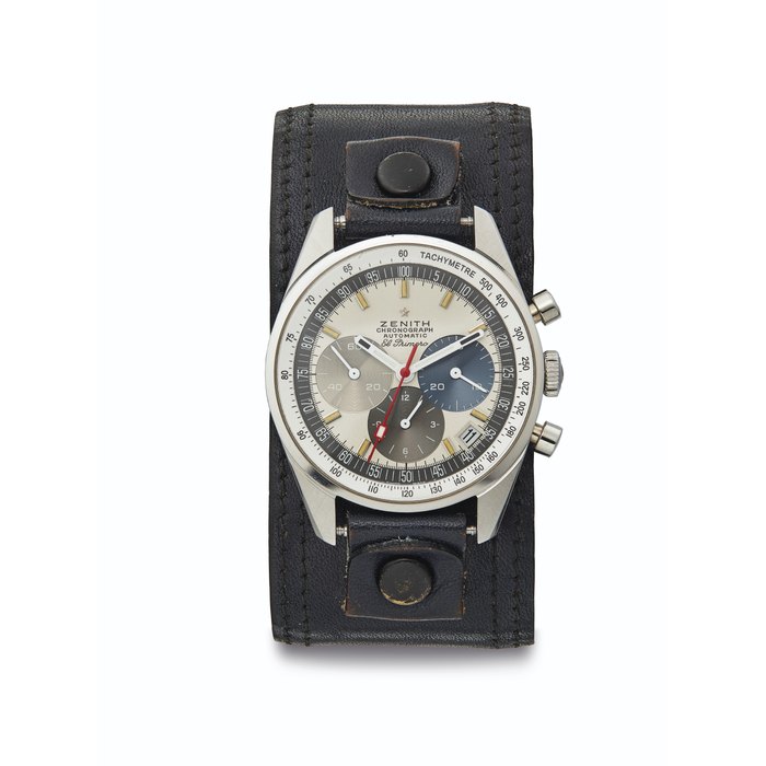 Zenith. A Fine Stainless Steel Automatic Chronograph Wristwatch with Date Signed Zenith, El Primero Model, Reference A386, Case No. 922D895, Manufactured in 1971