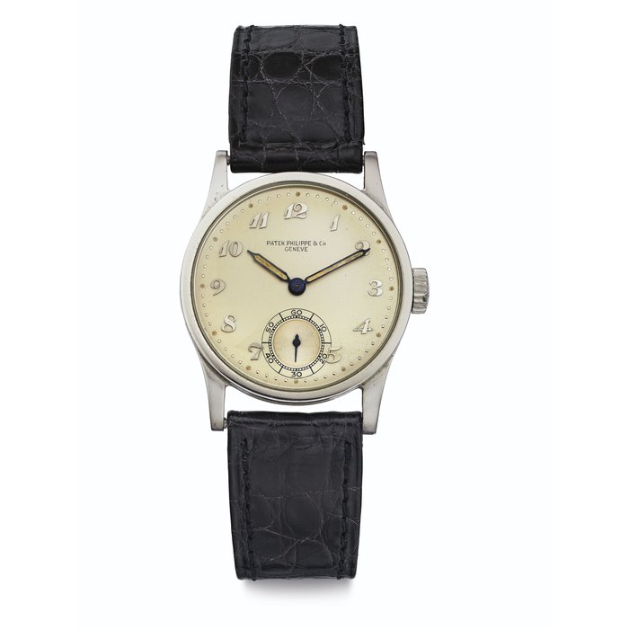 Patek Philippe Patek Philippe. A Fine Stainless Steel Wristwatch with Breguet Numerals Signed Patek Philippe & Co., Genève, Ref. 96, Movement No. 924'853, Case No. 632'931, Manufactured in 1944, Price & Market Data