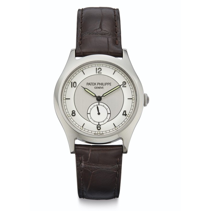 Patek Philippe. A Fine and Rare Stainless Steel Limited Edition Wristwatch with Two-Tone Dial, Made to Commemorate the Reopening of the Firm's Salons in Geneva in 2006 Signed Patek Philippe, Genève, Ref. 5565A-001, Movement No. 1'901'682, Case No. 4'381'604, Manufactured in 2006