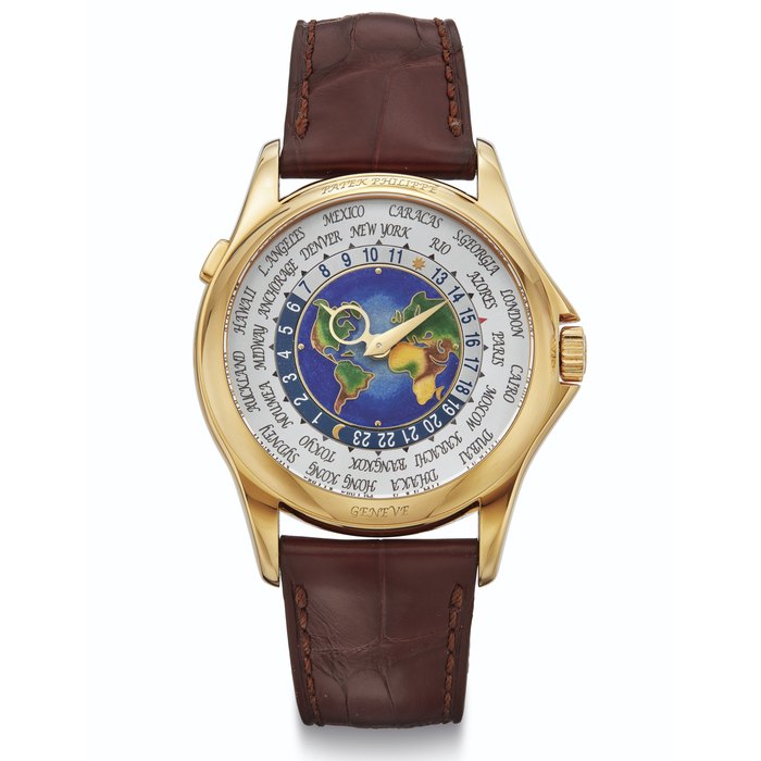 Patek Philippe. A Fine and Rare 18k Gold Automatic World Time Wristwatch With Cloisonné Enamel Dial Signed Patek Philippe, Genève, Ref. 5131J, Movement No. 5'671'340, Case No.4'569'777, Manufactured in 2012