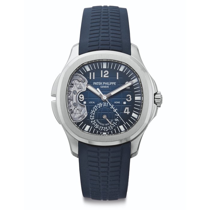 Patek Philippe. A Very Fine 18k White Gold Chronograph Wristwatch with Date and Center Seconds Signed Patek Philippe, Geneve, Advanced Research, Aquanaut Travel Time Model, Ref. 5650G, Movement No. 7026485, Case No. 6146431, Circa 2017
