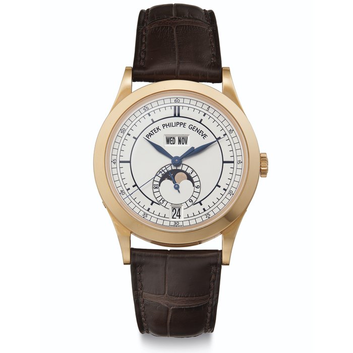 Patek Philippe. A Fine 18k Pink Gold Automatic Annual Calendar Wristwatch with 24 Hour Indication, Center Seconds and Moon Phases Signed Patek Philippe, Genève, Ref. 5396R , Movement No . 3'368'415, Case No. 4'432'415, Manufactured in 2007