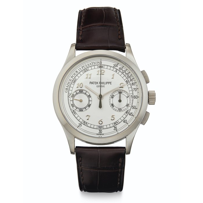 Patek Philippe. An 18k White Gold Chronograph Wristwatch with Breguet Numerals and Pulsation Scale Signed Patek Philippe, Genève, Ref. 5170G, Movement No. 5'762'549, Case No, 4'684'899, Manufactured in 2014