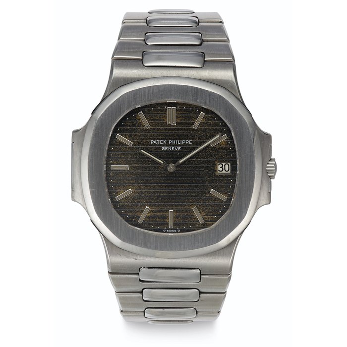 Patek Philippe. A Fine Stainless Steel Automatic Wristwatch with Date, Bracelet and "Tropical Dial" Signed Patek Philippe, Genève, Ref. 3700/1, Movement No. 1'305'557, Case No. 536'463, Manufactured in 1977
