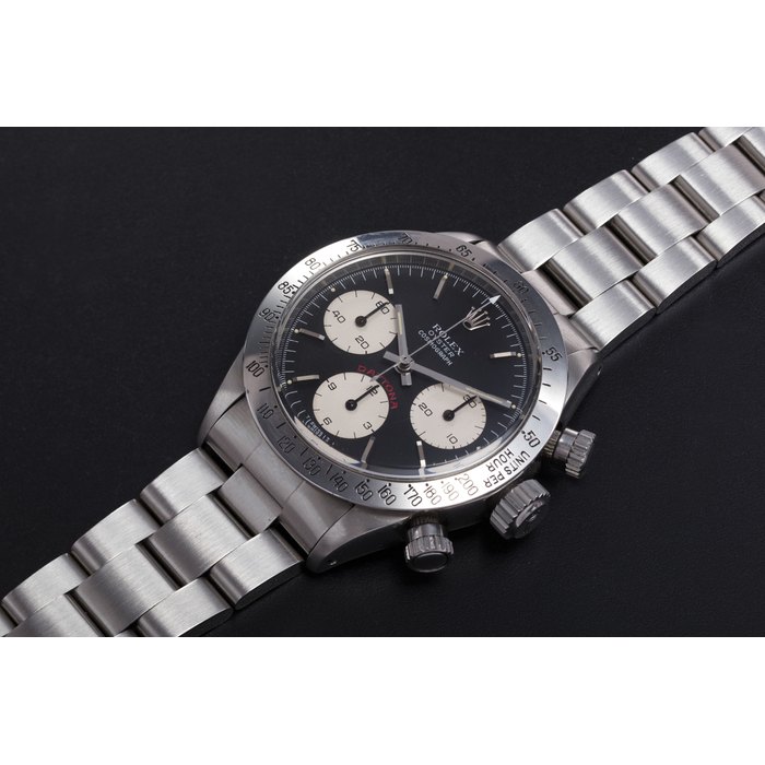 ROLEX. A STAINLESS STEEL DAYTONA CHRONOGRAPH WRISTWATCH "BIG RED", REF. 6265 CASE NUMBER: 6'043'958, MOVEMENT NUMBER: 5658