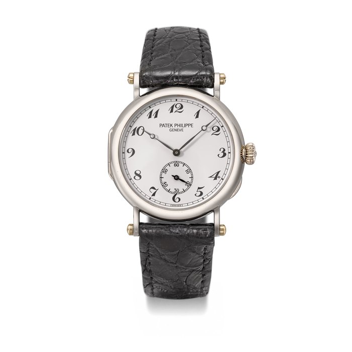 Patek Philippe. A fine and very rare 18K white gold limited edition wristwatch with Breguet numerals, made to commemorate the 150th anniversary of Patek Philippe Signed Patek Philippe, Genève, 150e Anniversaire 1839 ~ 1989 Officier model, ref. 3960, movement no. 769’449, case no. 2’864’361, manufactured in 1989