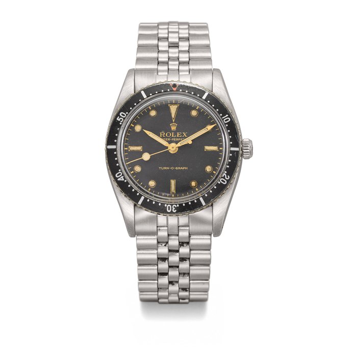 Rolex. A rare and early stainless steel automatic wristwatch with sweep centre seconds and bracelet Signed Rolex, Oyster Perpetual, Turn-O-Graph, Ref. 6202, movement no. 31818, case no. 953’631, circa 1953