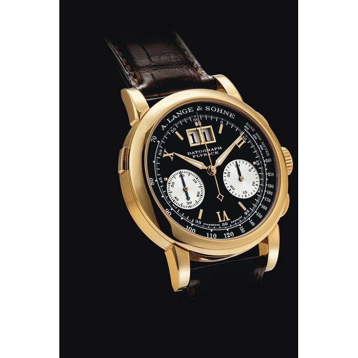 A. LANGE & SÖHNE. A RARE 18K PINK GOLD FLYBACK CHRONOGRAPH WRISTWATCH WITH OVERSIZED DATE SIGNED A. LANGE & SÖHNE, DATOGRAPH FLYBACK MODEL, REF. 403.031, MOVEMENT NO. 38'148, CASE NO. 152'057, CIRCA 2000