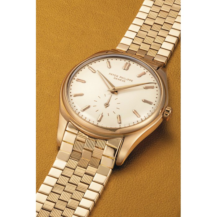 PATEK PHILIPPE. A VERY RARE AND ATTRACTIVE 18K PINK GOLD AUTOMATIC WRISTWATCH WITH ORIGINAL 18K PINK GOLD GAY FRERES BRACELET AND CREAM-COLOURED ENAMEL DIAL SIGNED PATEK PHILIPPE, GENEVE, REF. 2526, MOVEMENT NO. 761'117, CASE NO. 685'318, MANUFACTURED IN 1954