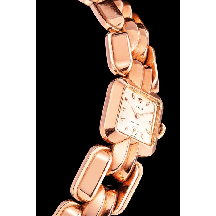 ROLEX. A RARE 18K PINK GOLD BRACELET WATCH REF. 4495, CIRCA 1959