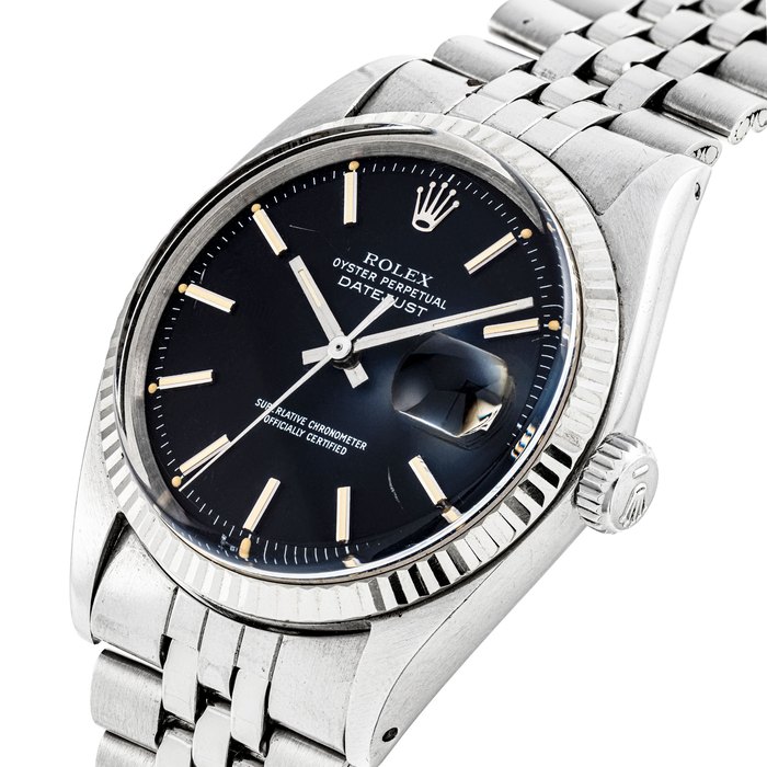 ROLEX, STEEL DATEJUST WITH BLACK DIAL, REF. 1601