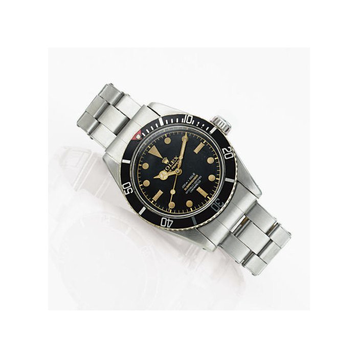 Rolex ROLEX. A RARE STAINLESS STEEL AUTOMATIC DIVER'S WRISTWATCH WITH CENTER SECONDS AND BRACELET SIGNED ROLEX, OYSTER PERPETUAL, 200M=660FT, "SUBMARINER", REF. 6538, CIRCA 1959