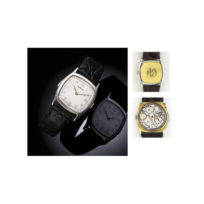 AUDEMARS PIGUET. A RARE 18K GOLD AND PLATINUM CUSHION MINUTE REPEATING WRISTWATCH WITH BREGUET NUMERALS SIGNED E. GÜBELIN, NO. 30854, CIRCA 1924