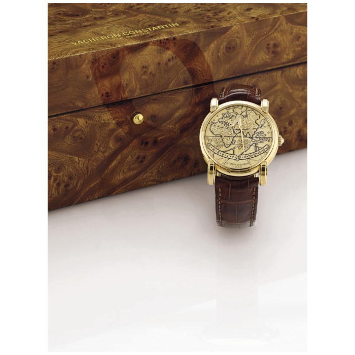VACHERON CONSTANTIN. AN 18K GOLD AUTOMATIC DOUBLE RETROGRADE WRISTWATCH SIGNED VACHERON CONSTANTIN, GENEVE, "MERCATOR", MOVEMENT NO. 861317, CASE NO. 684306, REF. 43050, CIRCA 1996
