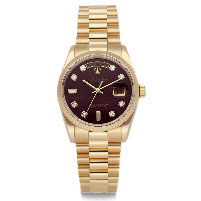 ROLEX, DAY-DATE, RUBELLITE & DIAMOND DIAL, 18K GOLD, REF. 118238
