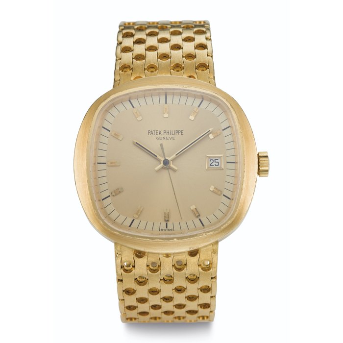 PATEK PHILIPPE, 18K GOLD CUSHION-SHAPED ELECTRONIC WRISTWATCH WITH BRACELET, REF. 3587/2