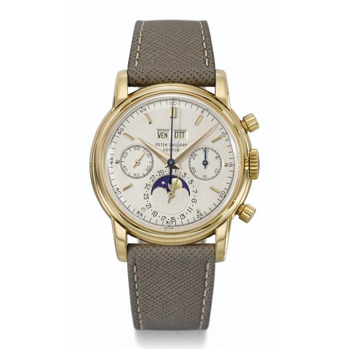 PATEK PHILIPPE, 18K GOLD, PERPETUAL CALENDAR CHRONOGRAPH WITH MOON PHASES, REF. 2499J, THIRD SERIES