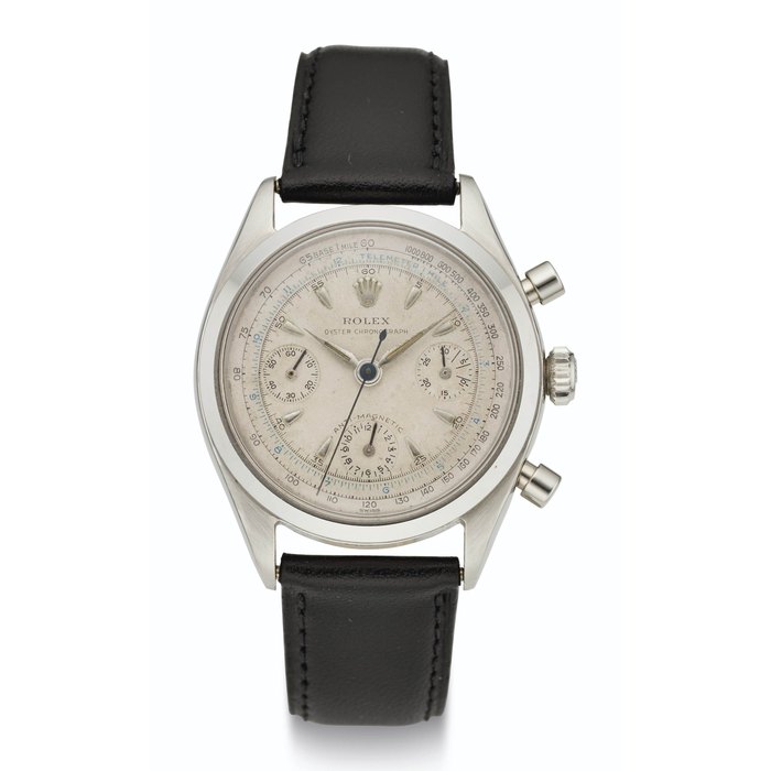 ROLEX. A FINE STAINLESS STEEL CHRONOGRAPH WRISTWATCH WITH BRACELET Signed Rolex, Oyster Chronograph, Anti-magnetic, Ref. 6234, Circa 1960