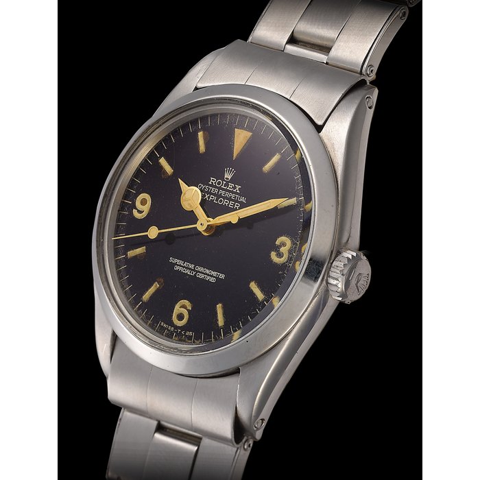 ROLEX, STEEL EXPLORER WITH GILT DIAL, REF. 1016 CASE NO. 1’374’842