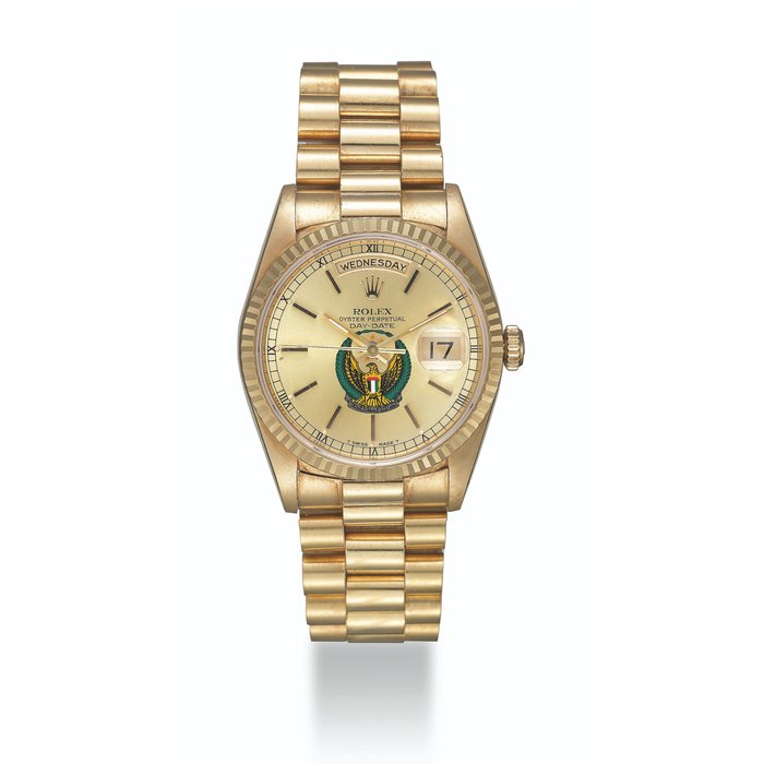ROLEX, GOLD DAY-DATE, REF. 18238 - MADE FOR THE UNITED ARAB EMIRATES ARMED FORCES CASE NO. S896'404
